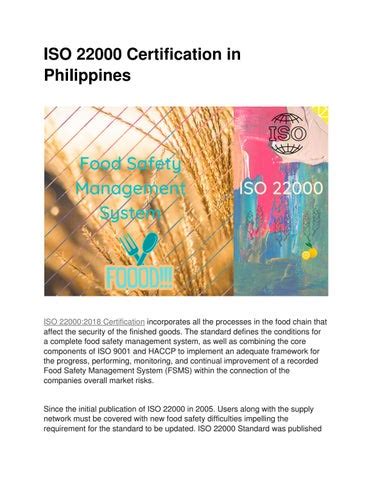 ISO 22000 Certification in Philippines.
